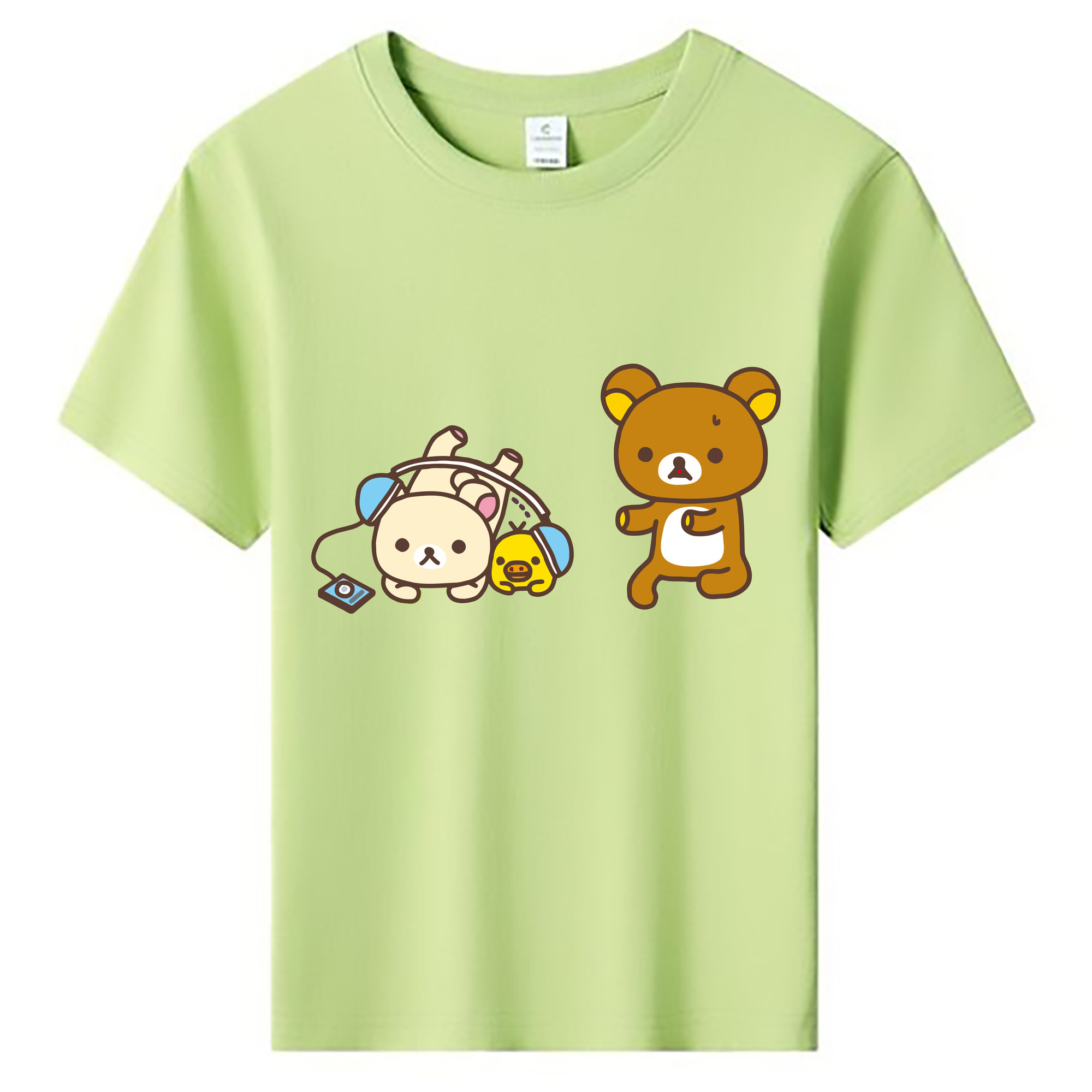 （画像用） リラックマ リラックマ キイロイトリ Rilakkuma Korilakkuma Kiiroitori 綿100％キッズTシャツ（フロントプリント）